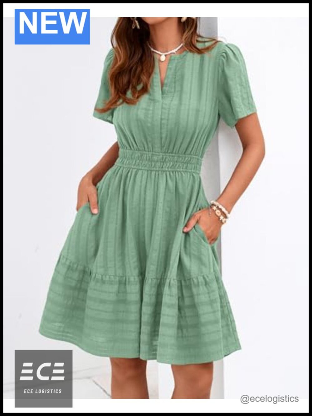Womens Summer Mini Dress Casual V Neck Short Sleeve Boho